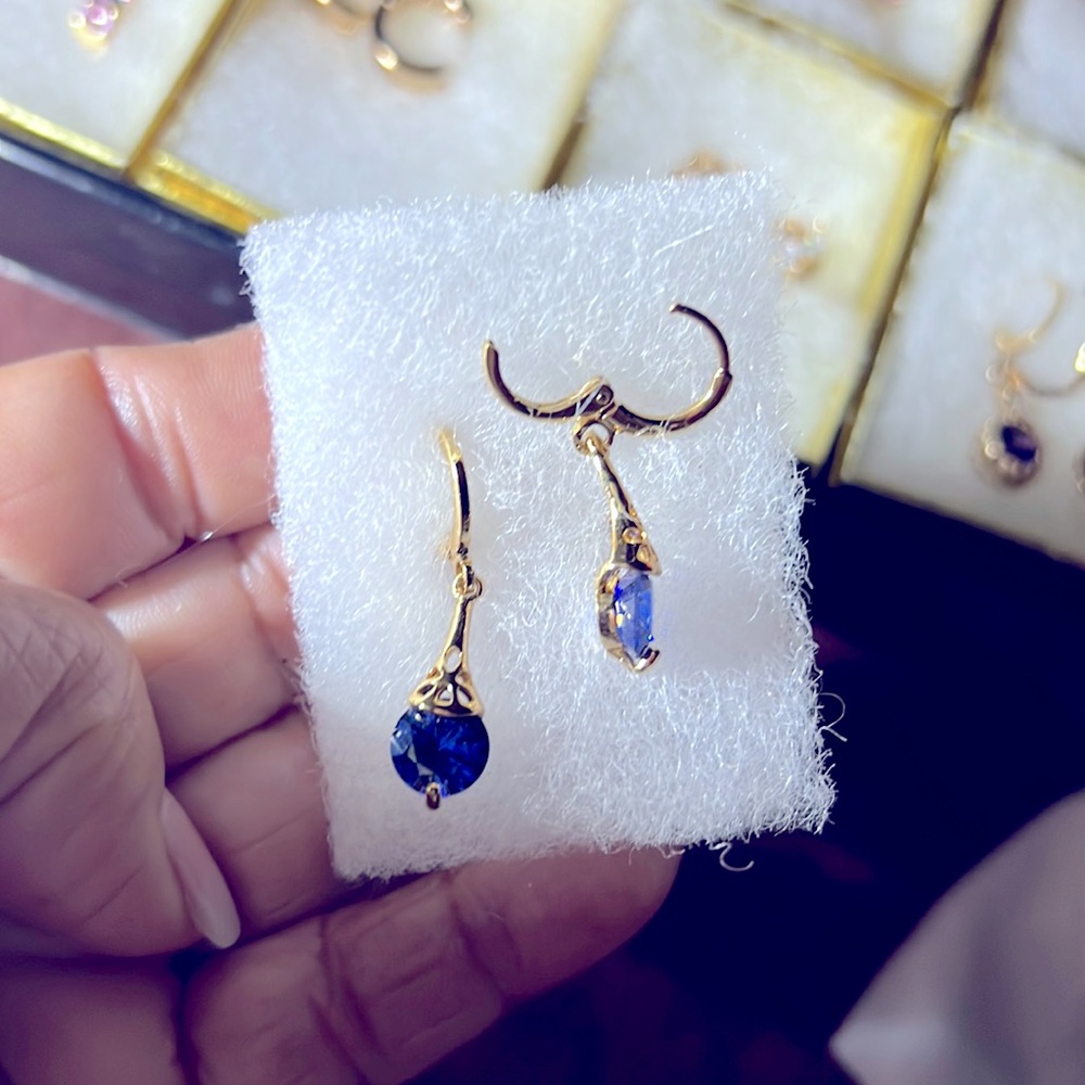 Blue zircon gold filled earrings